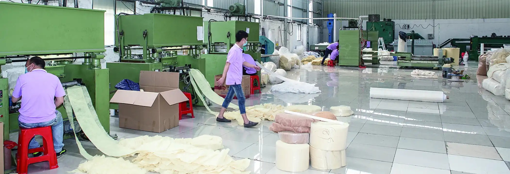 Needle-punching workshop at the PD FELT factory in Foshan, China